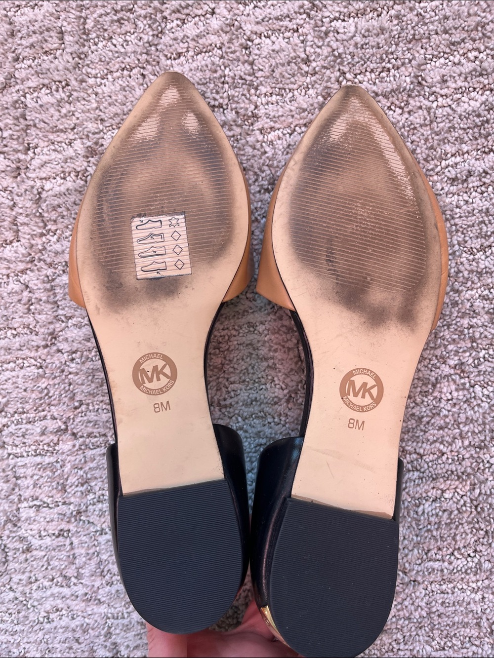 MICHAEL Michael Kors Women’s Julieta Black & Tan Pointed D'Orsay Flats - Picture 4 of 5